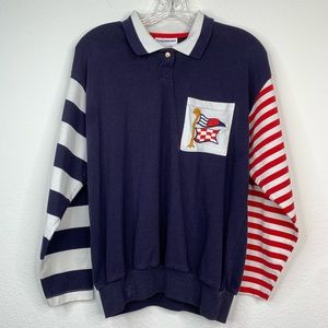 Suburban Red/White/Blue long sleeve stripped shirt